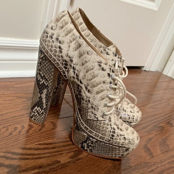 SCHUTZ Snakeskin Embossed Booties - Picture 1 of 4